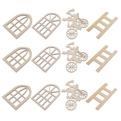 16Pcs Tiny Wood Window Frames for Miniature Dollhouse Beige Durable Craft Decor