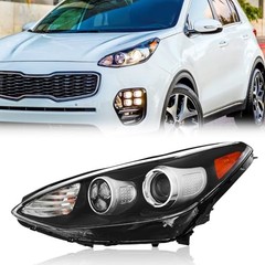 Headlight Assembly Compatible with 2017-2021 Kia Sportage, Halogen Driver side