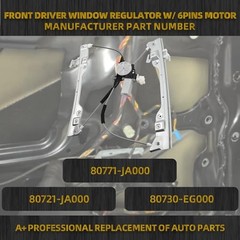 Window Regulator w/Motor Compatible with with 6Pins Motor Front Driver Side