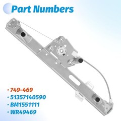 Rear Right Passenger Side Power Window Regulator Without Motor Compatible with