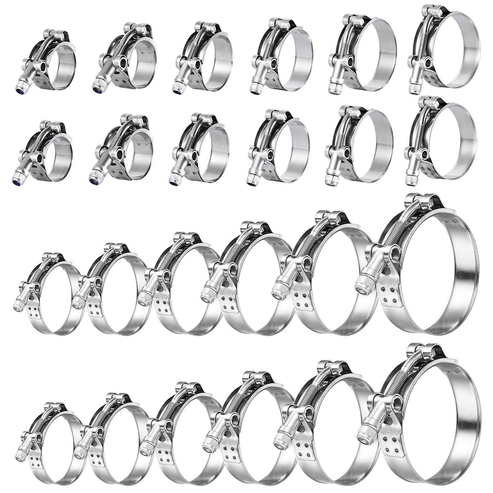 24 Pack 12 Size T-Bolt Hose Clamps, Stainless Steel_304 Working Range 28mm-11…