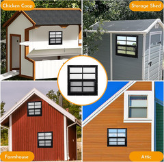 2 Pack Shed Windows, 16” X 16” Household Windows with Tempered Glass and Fiber