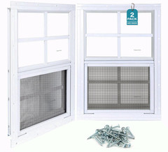 Melkus 2 Pack Shed Windows 18x23in Sliding Tempered Glass White