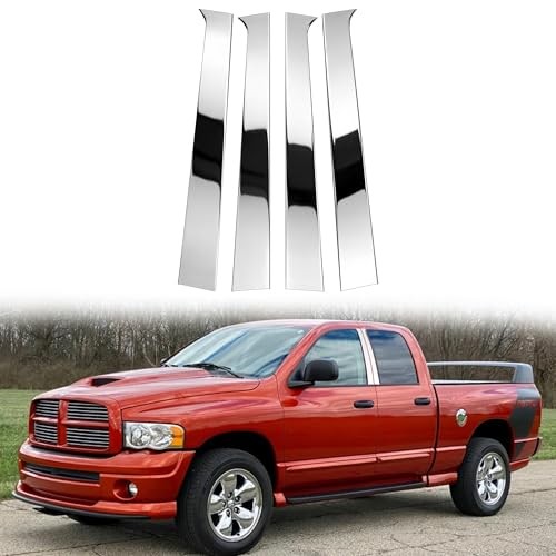Door Window Pillar Trim, Stainless Steel Polished Chrome Dodge RAM 2002-2008