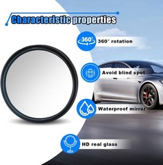 4PCS Blind Spot Mirror, 360° Wide Angle Convex Mirrors with Adjus Color: Black