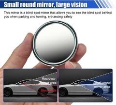 2″ Round HD Glass Convex Rear View Mirror, 360° Rotating Wide An Color: Silver