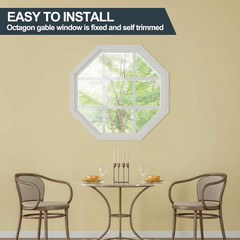 18″ Octagon Shed Window with Grids – White Flush Mount for Barns & Playhouses