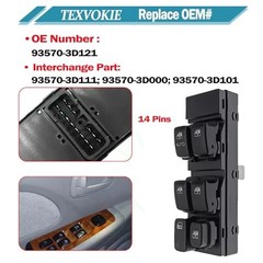 93570-3D121 Upgraded Left Driver Side Power Window Master Switch, Fit for