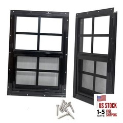 18″ x 23″ Shed Windows with Tempered Glass and Fiberglass 18″x23″ Black