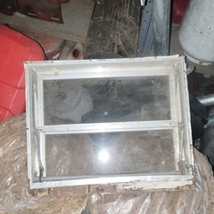 Two White Metal Awning Window, Paintable, Clear Glass, 15 x 12 in, Basement