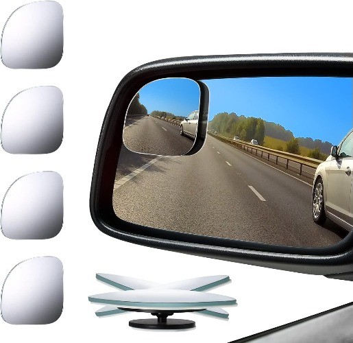 4-Piece Fan-Shaped Rear Blind Spot Mirrors, 360-Degree Rotating Wide Angle Conve