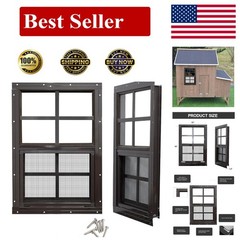 Durable Black Frame Windows 12×18 for Sheds – Tempered Glass & Fiberglass Mesh