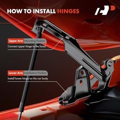 Front Driver and Passenger Hood Hinges Compatible with Infiniti Q60 2014