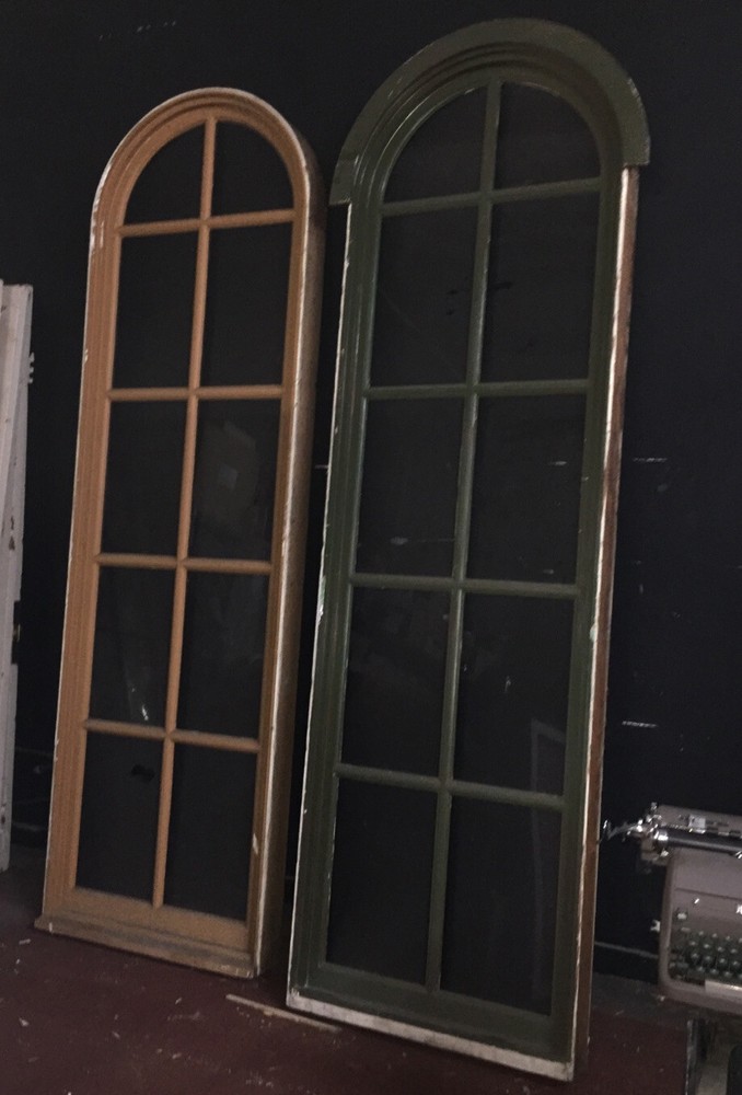 Arched Windows – Set Of 2, Windows- 8.75 Ft Tall By 31 1/4” Wide Each Salvage