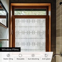 Window Privacy Film, Glass Decorative Static Cling, 17.5″ x 78.7″ | Window Fi…