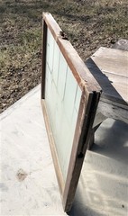 Etched Frosted Clear Glass Vintage Church Window, Architectural Art Glass, G,