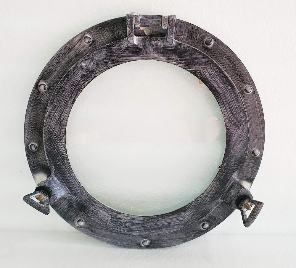12″ Maritime Antique Black Round Window Glass Nautical Boat Ship Porthole