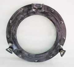12″ Maritime Antique Black Round Window Glass Nautical Boat Ship Porthole