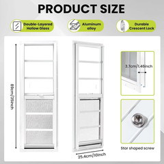 2-Pack 10″x35″ Sliding Shed Windows with Tempered Glass – White