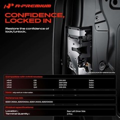 Side Door Lock Actuator Compatible with Infiniti G37 2009 Rear Left Driver