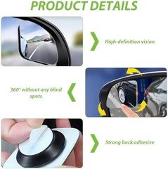 2Pcs Blind Spot Mirror for Car, HD Glass Frameless Convex 360° Wide Angle Adjust