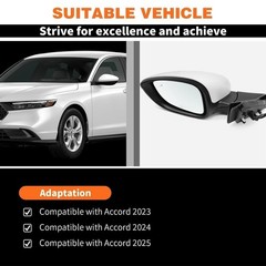 Left Driver Side Mirror Assembly Compatible with Accord 2023 2024 2025 (BSM) …