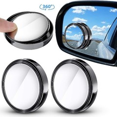 4 Pcs 2 Inch Round Convex Blind Spot Mirrors with Frame, 360-Degr Color: Black