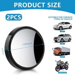2 Inch Adjustable Blind Spot Mirror with Frame, HD Glass Ro Size: 2 Pack Black