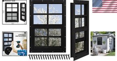 Ventilated Shed Windows 12 Inch x 18 Inch Black with Built in Fiberglass Screens