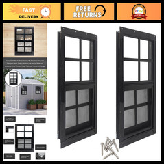 12″ x 18″ Tempered Glass Shed Windows, 2-Pack Small Sliding for Coop, Garage, Ba
