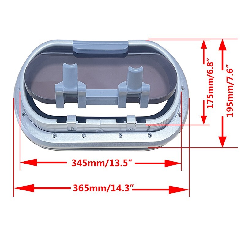 ISURE Elliptical Porthole Aluminum Alloy Tempered Glass Marine Yacht RV 2-Sizes