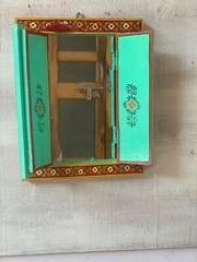 Wooden Jharokha Wall Hanging | Krishna Painting | Indian Window Frame Decor