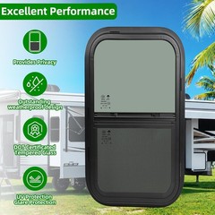 14″ x 16″ RV Window for Cargo Trailer, Tinted Vertical Sliding Replacement
