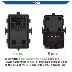 Power Window Switch Passenger Side 5 Pins Compatible with 2015-2019 Ford