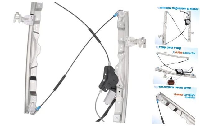Front Right Passenger Side Power Window Regulator with Motor 6 Pins Compatible
