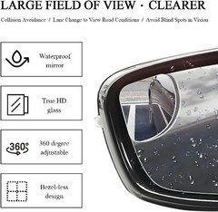 2 PCS Car Blind Spot Mirror, Fan Shaped HD Glass Convex 360° Rotating Wide Angl