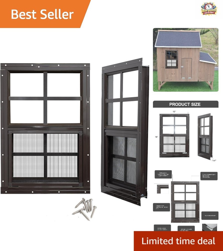 Elegant 2-Pack 12×18 Shed Windows with Tempered Glass & Aluminum Frame