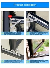 Casement Window Hinges – Stainless Steel, 2mm Thick, 10 Inch 2 Pair Silver