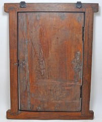 Antique Wooden Wall Décor Window Panel With Frame Original Old Hand Carved