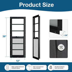 Shed Windows 2 Pack, 12″X36″ Sliding Windows Transom Window with Tempered Glass