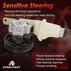 Power Steering Pump, with Pulley & Reservoir, Pump with Pulley & Reservoir