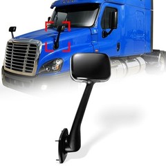 Black Hood Mirror for Freightliner Cascadia 2008-2017, Driver/ Left Side