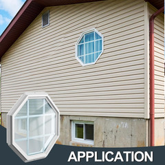 24″ Octagon Shed Window with Grids – White Vinyl Flush Mount for Sheds & Coops