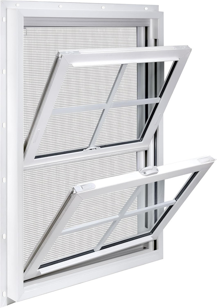 Vinyl Double Hung Window 36″ X 48″, Double-Pane Tempered Glass, Built-In Drainag
