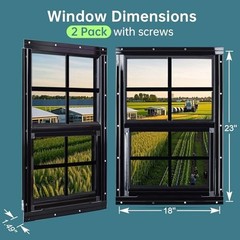 2 Pack 18″x23″ Flush Mount Shed Windows with Tempered Glass & Screen – Ideal for