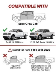 Window Rain Guards Fit for 2009-2014 Ford F150 SuperCrew Cab, Outside-Mount E…