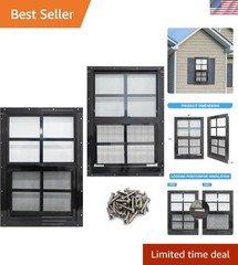 2 Pack 18×23 Aluminum Shed Windows with Tempered Glass and Fiberglass Screen