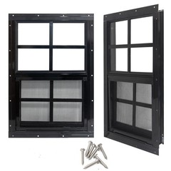 14″ x 21″ Shed Windows with Tempered Glass & Fiberglass Screen – 2 Pack for Shed