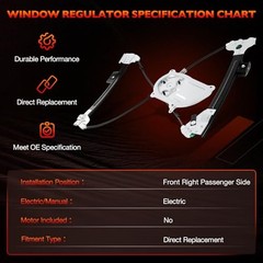 Power Window Regulator Compatible with 2003-2010 Front Right Passenger Side