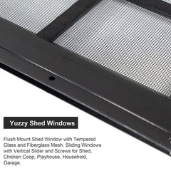 12″ x 18″ Tempered Glass Shed Windows, 2-Pack Small Sliding for Coop, Garage, Ba